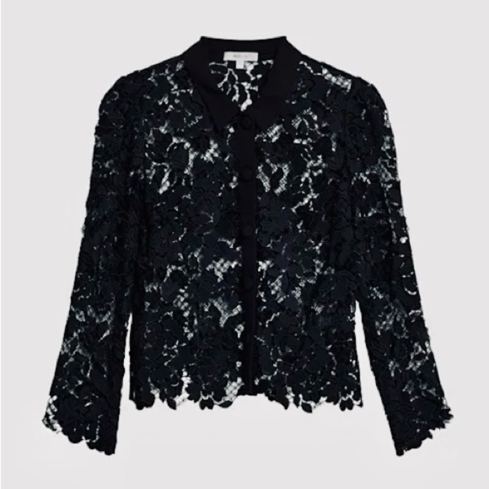 STELLA MCCARTNEY Black Lace Button Up Blouse Long Sleeve Shirt Designer Top